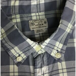 J.Crew Mens Madras Plaid Button Down Shirt Blue Gray White Size M 40735 Tailored